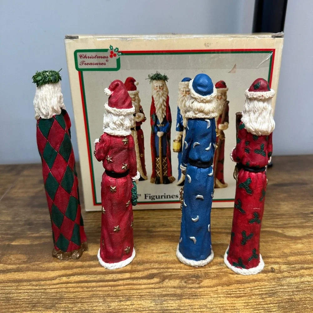 Christmas Treasures 1993 Santa Claus Figurines Set of 4 Pencil Slim 6